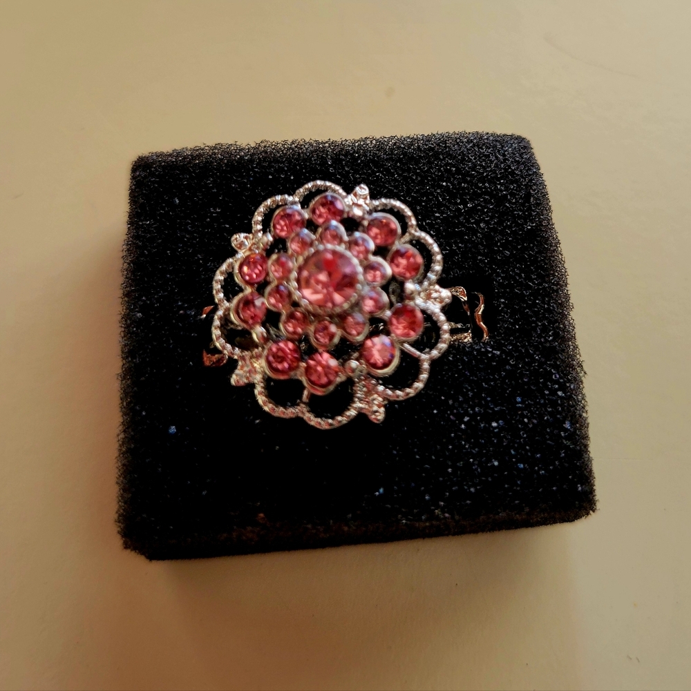 Paparazzi Elegant Pink Floral Stretch Ring - Picture 2 of 3